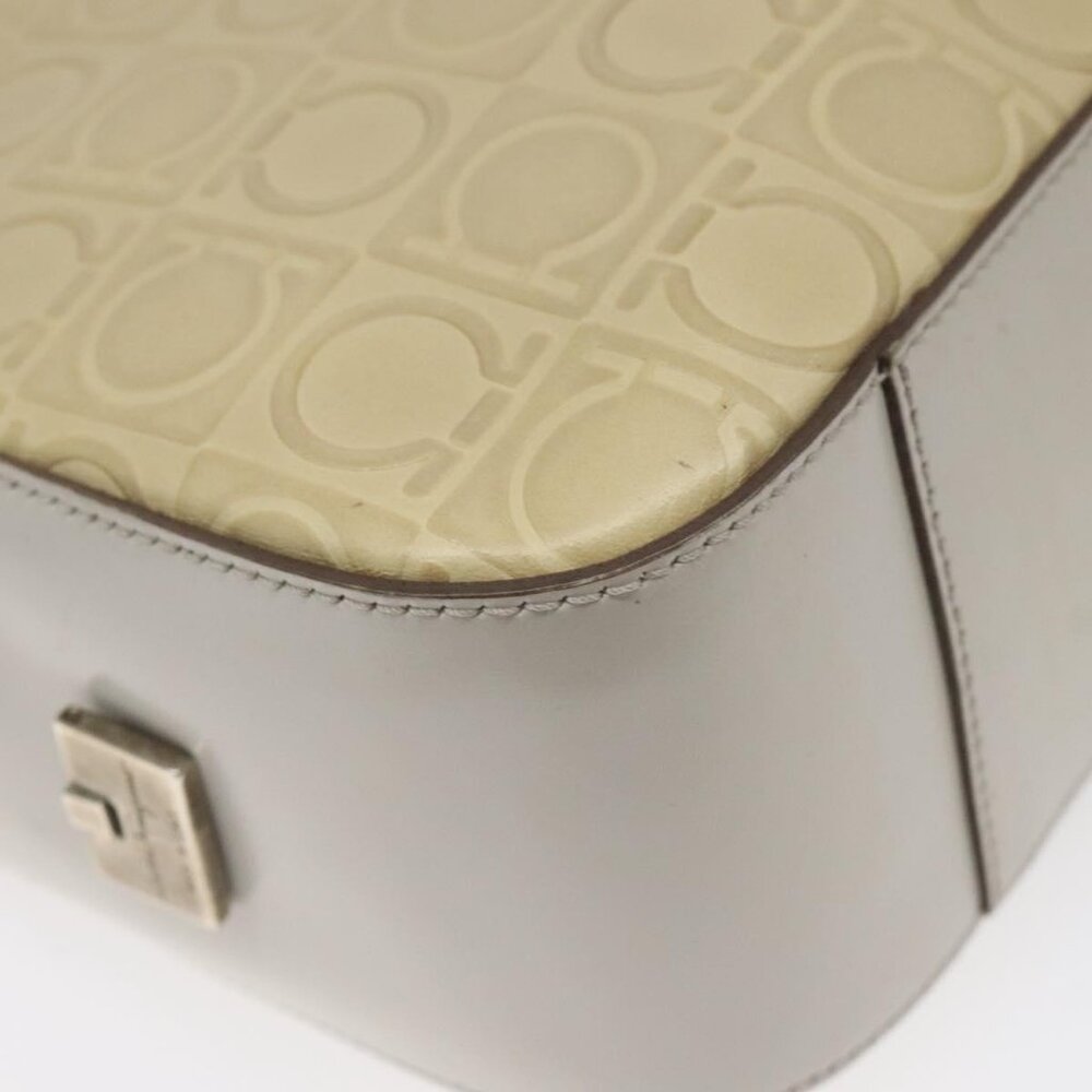 Authentic Salvatore Ferragamo Shoulder Bag Leather Beige - Picture 7 of 16